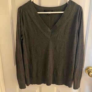 Banana Republic Silk Cashmere Gray Knit Sweater | Lux Soft V-Neck | Size M